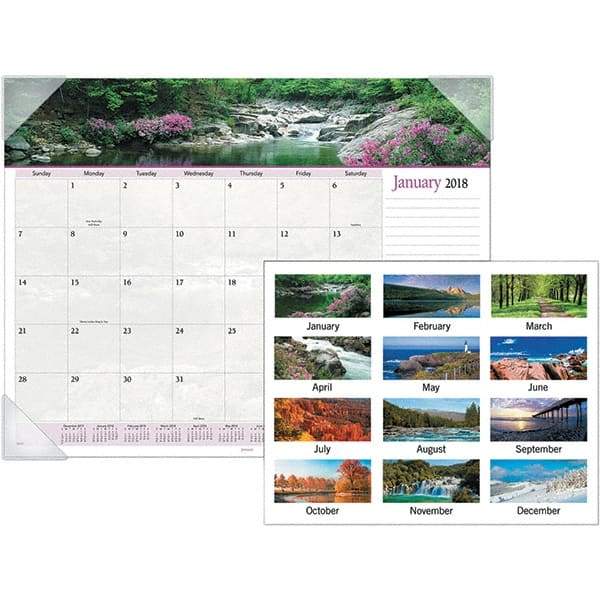 AT-A-GLANCE - 12 Sheet, 22 x 17", Desk Pad Calendar - Landscapes - Americas Tooling