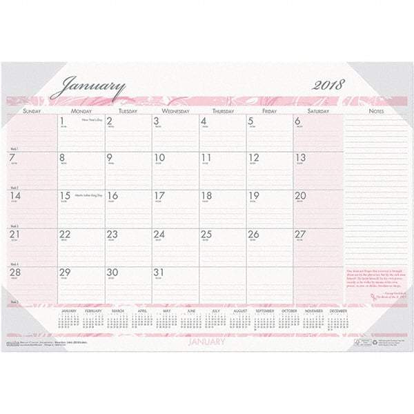 House of Doolittle - 12 Sheet, 18-1/2 x 13", Desk Pad Calendar - Pink & Gray - Americas Tooling