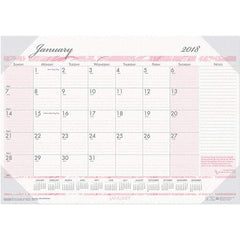 House of Doolittle - 12 Sheet, 18-1/2 x 13", Desk Pad Calendar - Pink & Gray - Americas Tooling