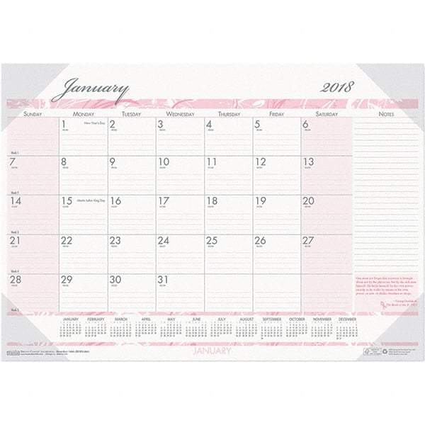 House of Doolittle - 12 Sheet, 22 x 17", Desk Pad Calendar - Pink & Gray - Americas Tooling