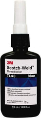 3M - 50 mL, Blue, Medium Strength Liquid Threadlocker - Series TL43, 24 hr Full Cure Time - Americas Tooling