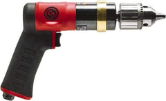 Chicago Pneumatic - 1/2" Keyed Chuck - Pistol Grip Handle, 600 RPM, 0.5 hp, 90 psi - Americas Tooling