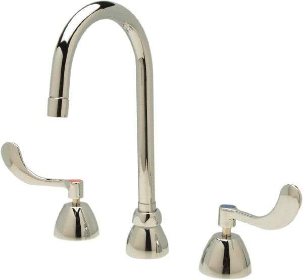 Zurn - Gooseneck, Two Handle, Chrome Plated Deck Mount, Laboratory Faucet - Wrist Blade Handle - Americas Tooling