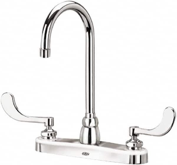 Zurn - Gooseneck, Two Handle, Chrome Plated Deck Mount, Laboratory Faucet - Wrist Blade Handle - Americas Tooling