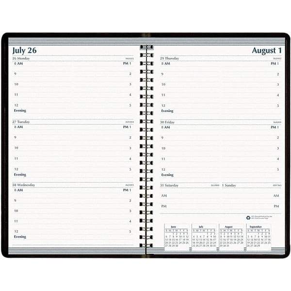 House of Doolittle - 104 Sheet, 5 x 8", Weekly Appointment Book - Black - Americas Tooling