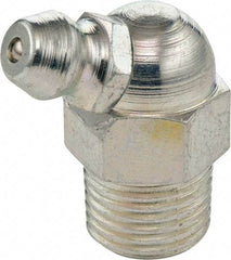 Umeta - 67° Head Angle, M6x1 Metric Steel Standard Grease Fitting - 9mm Hex, 20.5mm Overall Height, 5.5mm Shank Length, Zinc Plated Finish - Americas Tooling