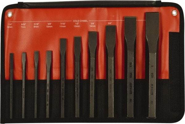 Mayhew - 10 Piece Cold Chisel Set - Hot Forged Carbon Steel, Sizes Included 1/4 to 1" - Americas Tooling