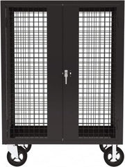 Valley Craft - 2,000 Lb Capacity, 4-Sided Steel Security Truck - 24" Long x 48" Wide x 66" High, 8" Diam Mold-On Rubber Wheels - Americas Tooling