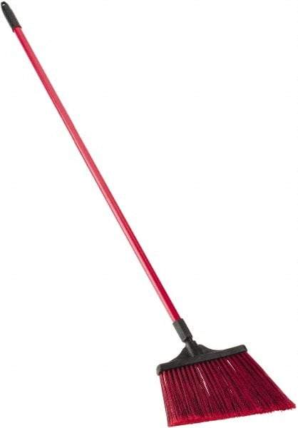 O-Cedar - 13" Wide, Red Synthetic Bristles, 48" Fiberglass Handle, Angled Broom - Flagged - Americas Tooling