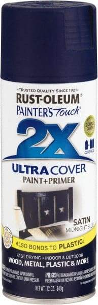 Rust-Oleum - Midnight Blue, Satin, Enamel Spray Paint - 8 Sq Ft per Can, 12 oz Container, Use on Multipurpose - Americas Tooling