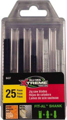 Disston - 25 Piece, 2-3/4" to 3-1/2" Long, 6 to 18 Teeth per Inch, Carbon and Bi-Metal Jig Saw Blade Set - Toothed Edge, U-Shank - Americas Tooling