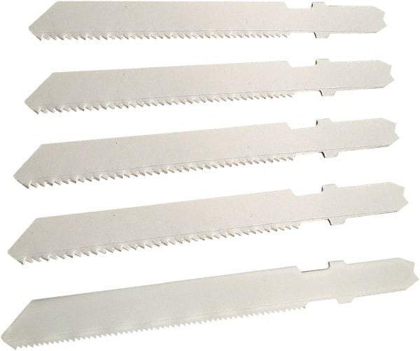 Disston - 5 Piece, 3" to 3" Long, 10-14 to 24 Teeth per Inch, Bi-Metal Jig Saw Blade Set - Toothed Edge, U-Shank - Americas Tooling