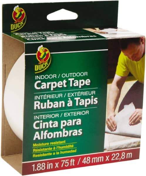 Duck - 1.88" x 25 Yd Rubber Adhesive Double Sided Tape - 6 mil Thick, White, Rubber Liner, Series DUC442062 - Americas Tooling