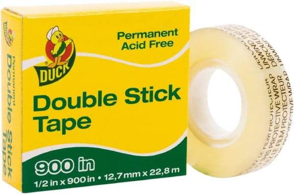 Duck - 1/2" x 75' Acrylic Adhesive Double Sided Tape - 6 mil Thick, Clear, Polypropylene Film Liner, Series DUC - Americas Tooling