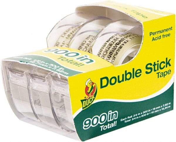 Duck - 1/2" x 25' Acrylic Adhesive Double Sided Tape - 6 mil Thick, Clear, Polypropylene Film Liner, Series DUC - Americas Tooling