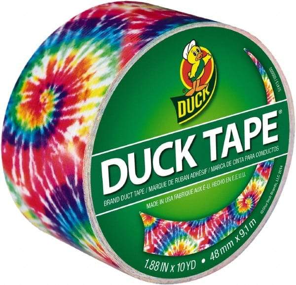 Duck - 1-7/8" x 10 Yds Tie Dye Duct Tape - 9 mil, Rubber Adhesive, Vinyl Backing, 22 Lb/ln Tensile Strength, Series DUC - Americas Tooling