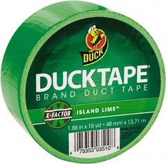 Duck - 1-7/8" x 15 Yds Green Duct Tape - 9 mil, Rubber Adhesive, Vinyl Backing, 22 Lb/ln Tensile Strength, Series DUC - Americas Tooling