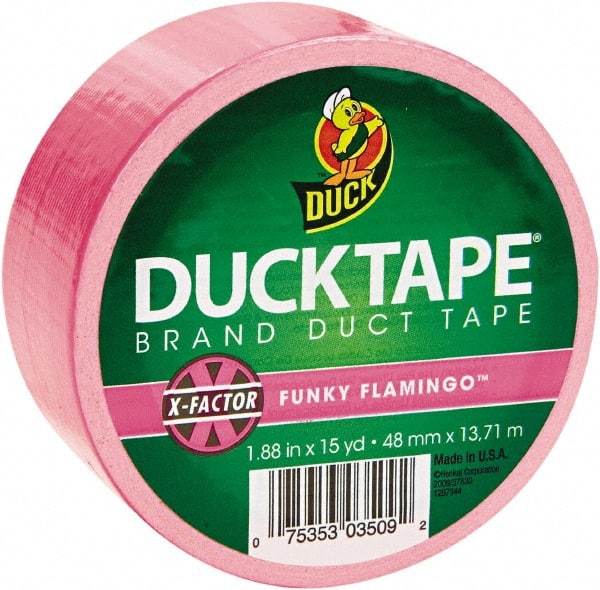 Duck - 1-7/8" x 15 Yds Pink Duct Tape - 9 mil, Rubber Adhesive, Vinyl Backing, 22 Lb/ln Tensile Strength, Series DUC - Americas Tooling