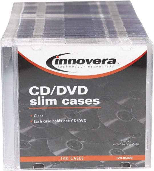 innovera - 1 Compartment, 4-7/8 Inch Wide x 1/4 Inch Deep x 5-5/8 Inch High, CD/DVD Storage Case - Polystyrene, Clear - Americas Tooling