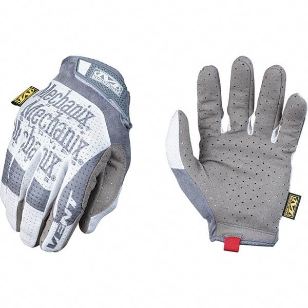 Mechanix Wear - Size M Work Gloves - For Mechanic's & Lifting, Uncoated, Hook & Loop Cuff, Full Fingered, Gray/White, Paired - Americas Tooling