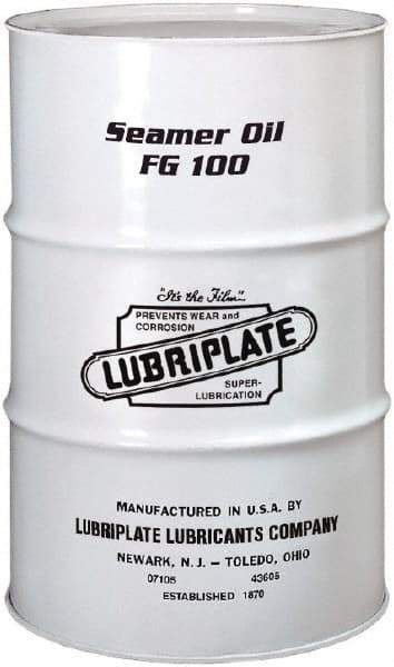 Lubriplate - 55 Gal Drum Mineral Seamer Oil - SAE 30, ISO 100, 109 cSt at 40°C & 12 cSt at 100°C, Food Grade - Americas Tooling