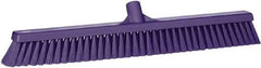 Vikan - 24" Fine Particle Synthetic Push Broom - 2" Bristle Length, Plastic Block, European Threaded Handle Connection - Americas Tooling