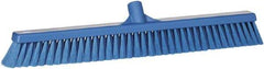 Vikan - 24" Fine Particle Synthetic Push Broom - 2" Bristle Length, Plastic Block, European Threaded Handle Connection - Americas Tooling