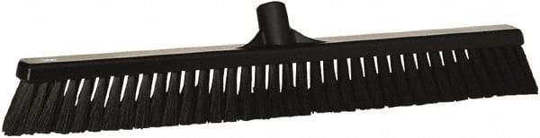 Vikan - 24" Fine Particle Synthetic Push Broom - 4" Bristle Length, Plastic Block, European Threaded Handle Connection - Americas Tooling