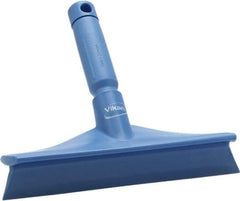 Vikan - 9.84" Rubber Blade Bench Squeegee - Single Edge, Blue, Plastic Holder - Americas Tooling