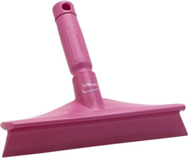 Vikan - 9.84" Rubber Blade Bench Squeegee - Single Edge, Pink, Plastic Holder - Americas Tooling