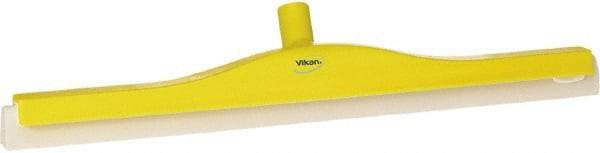 Vikan - 24" Foam Rubber Blade Floor Squeegee - Double Edge, Yellow, Plastic Holder - Americas Tooling