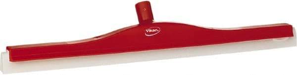 Vikan - 24" Foam Rubber Blade Floor Squeegee - Double Edge, Red, Plastic Holder - Americas Tooling