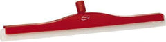 Vikan - 24" Foam Rubber Blade Floor Squeegee - Double Edge, Red, Plastic Holder - Americas Tooling