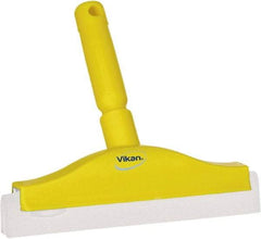 Vikan - 10" Foam Rubber Blade Bench Squeegee - Double Edge, Yellow, Plastic Holder - Americas Tooling