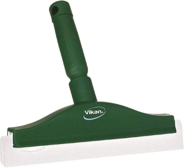 Vikan - 10" Foam Rubber Blade Bench Squeegee - Double Edge, Green, Plastic Holder - Americas Tooling