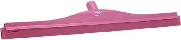 Vikan - 24" Rubber Blade Floor Squeegee - Double Edge, Pink, Plastic Holder - Americas Tooling