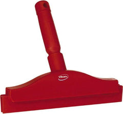 Vikan - 10" Rubber Blade Floor Squeegee - Double Edge, Red, Plastic Holder - Americas Tooling