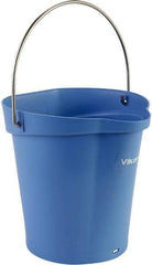 Vikan - 1-1/2 Gal, Polypropylene Round Blue Single Pail with Pour Spout - Handle Included - Americas Tooling