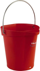 Vikan - 1-1/2 Gal, Polypropylene Round Red Single Pail with Pour Spout - Handle Included - Americas Tooling