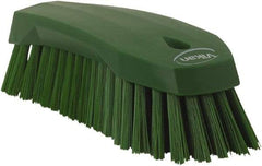 Vikan - 1.3" Bristle Length, Polyester Utility Scrub Brush - 7" Long x 3" Wide Head, 8" OAL, Green, Polypropylene Block - Americas Tooling