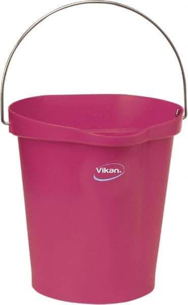 Vikan - 3 Gal, Polypropylene Round Pink Single Pail with Pour Spout - Handle Included - Americas Tooling