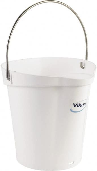 Vikan - 1-1/2 Gal, Polypropylene Round White Single Pail with Pour Spout - Handle Included - Americas Tooling