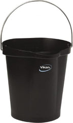 Vikan - 3 Gal, Polypropylene Round Black Single Pail with Pour Spout - Handle Included - Americas Tooling