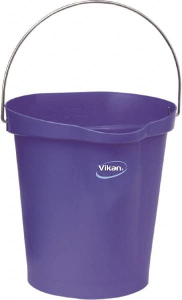 Vikan - 3 Gal, Polypropylene Round Purple Single Pail with Pour Spout - Handle Included - Americas Tooling