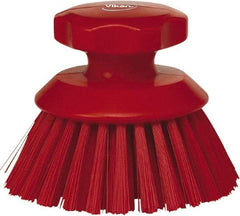 Vikan - 1-1/2" Bristle Length, Polyester Food Service Brush - 3-3/4" Long x 5" Wide Head, 5" OAL, Red, Polypropylene Block - Americas Tooling