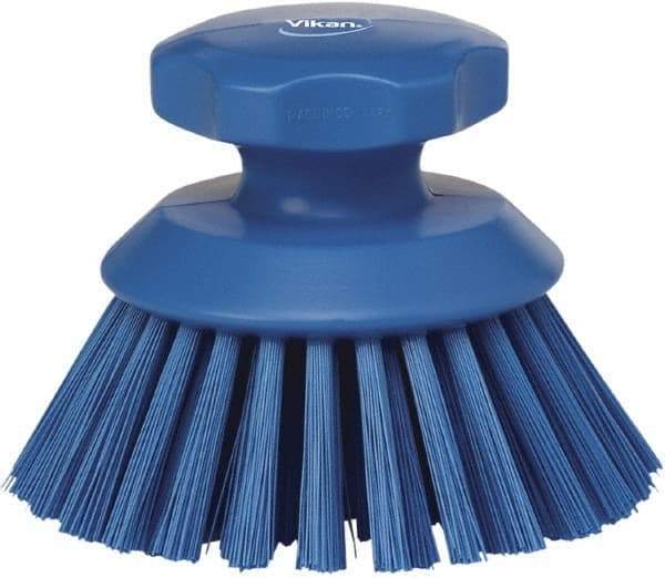 Vikan - 1-1/2" Bristle Length, Polyester Food Service Brush - 3-3/4" Long x 5" Wide Head, 5" OAL, Blue, Polypropylene Block - Americas Tooling