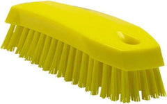 Vikan - 1" Bristle Length, Polyester Scrub Brush - 6-1/4" Long x 7" Wide Head, 7" OAL, Yellow, Polypropylene Block - Americas Tooling