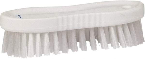 Vikan - 1" Bristle Length, Polyester Scrub Brush - 6-1/4" Long x 7" Wide Head, 7" OAL, White, Polypropylene Block - Americas Tooling