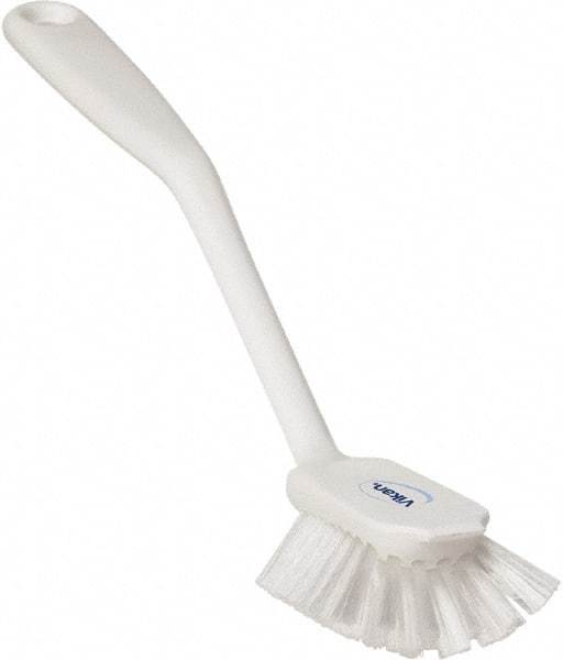 Vikan - 1" Bristle Length, Polyester Food Service Brush - 2-11/16" Long x 1" Wide Head, 10-1/2" OAL, White, Polypropylene Block - Americas Tooling