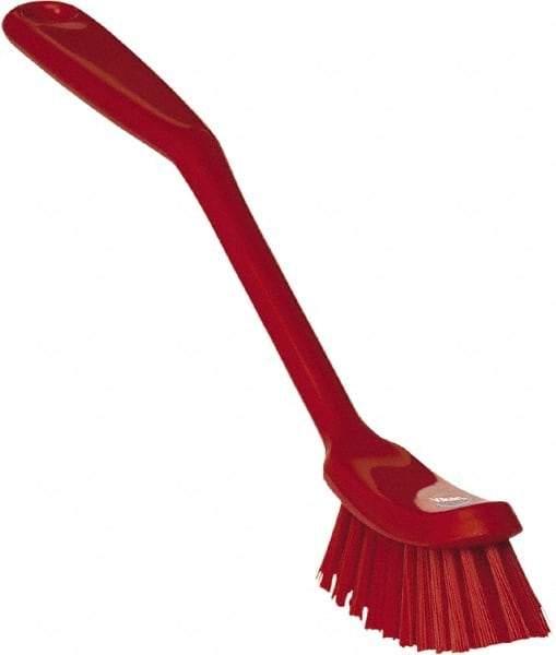 Vikan - 1" Bristle Length, Polyester Food Service Brush - 2-7/8" Long x 1" Wide Head, 11" OAL, Red, Polypropylene Block - Americas Tooling